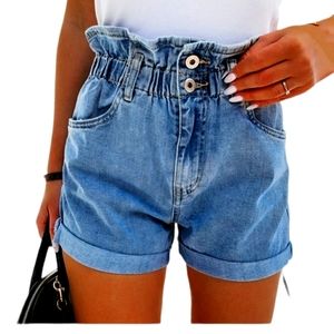 High waisted shorts elastic waist